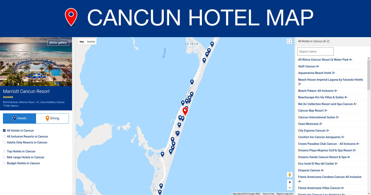 Cancun Hotel Map